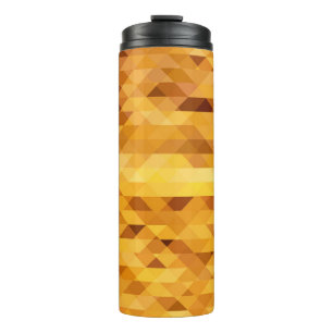 Abstrakt-gelb-orangefarbenes Digitalmosaik-Polygon Thermosbecher