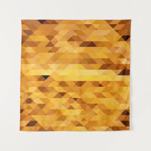 Abstrakt-gelb-orangefarbenes Digitalmosaik-Polygon Wandteppich