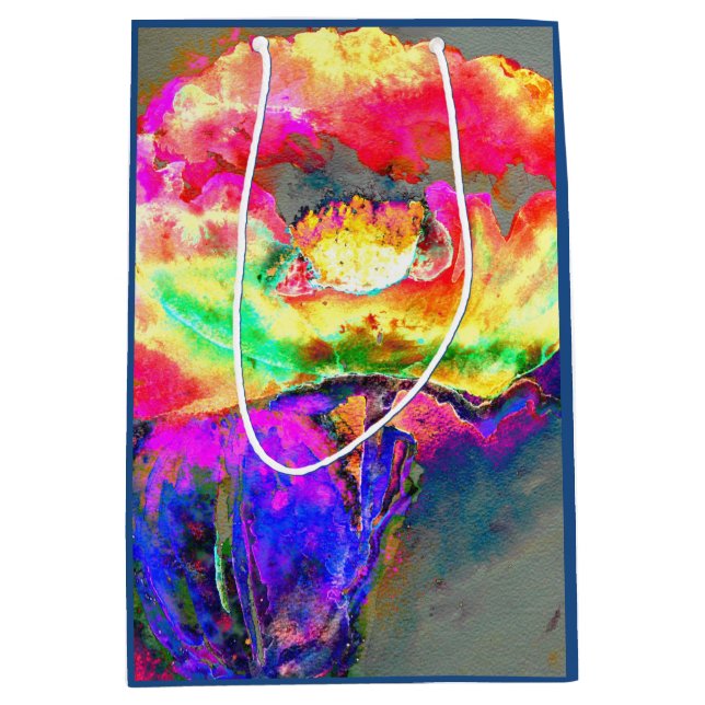 Abstrakt-gelb-rosa Aquarellmalerei Mittlere Geschenktüte (Vorderseite)