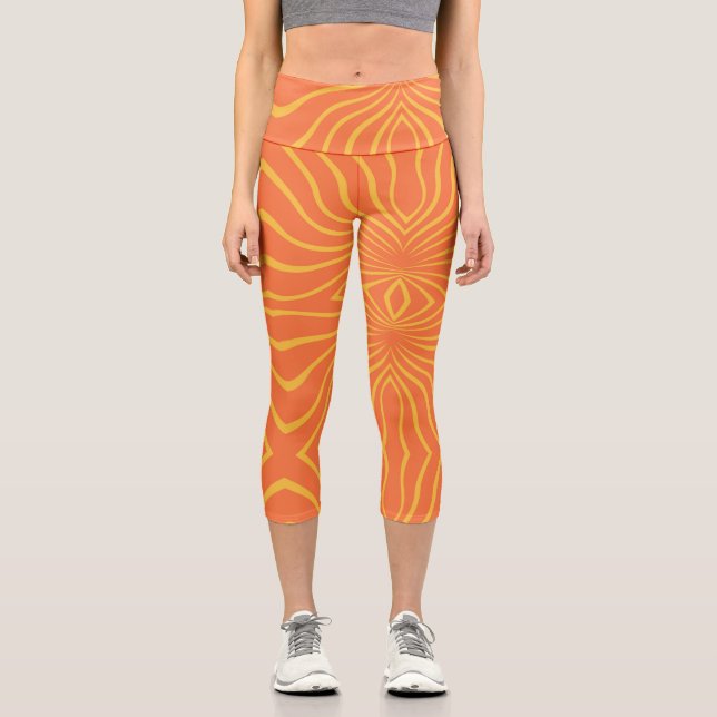 Abstrakt gelb und orange capri leggings (Vorderseite)