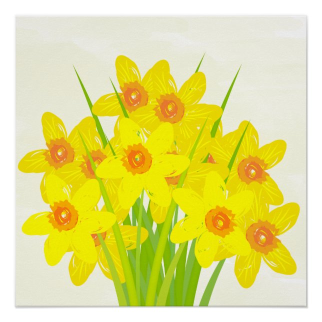 Abstrakt Gelbe Daffodien Wasserfarben Kunst-Poster Poster (Vorderseite)