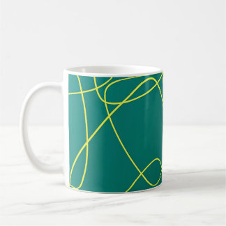 Abstrakt Gelbe Linien auf grün Kaffeetasse
