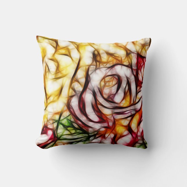 Abstrakt Gelbe Rose Kunstblumenleuchte Kissen (Vorderseite)