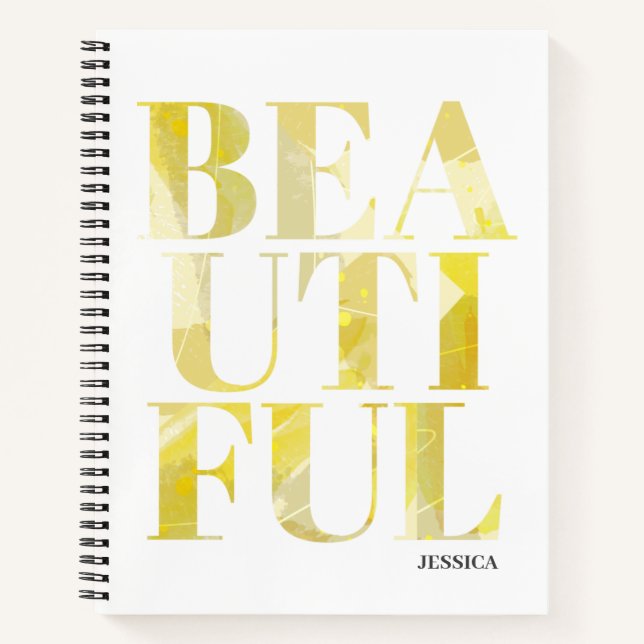 Abstrakt-Gelbe Typografie Schönes Notebook Notizbuch (Vorderseite)