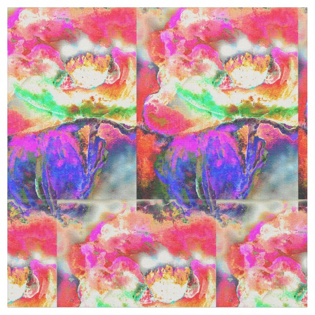 Abstrakt-gelber Blumenmohn Stoff (Nahaufnahme)