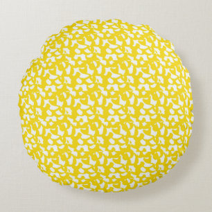 Abstrakt-gelbes Muster - Design-Baumwolle Rundes Kissen