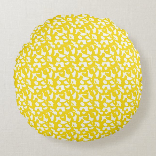 Abstrakt-gelbes Muster - Design-Baumwolle Rundes Kissen (Vorderseite)