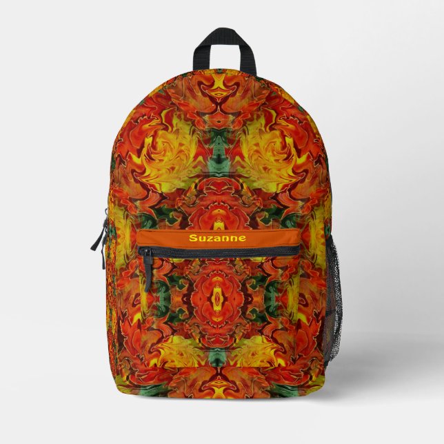 Abstrakt Gelbgrün Personalisiert Bedruckter Rucksack (Vorderseite)