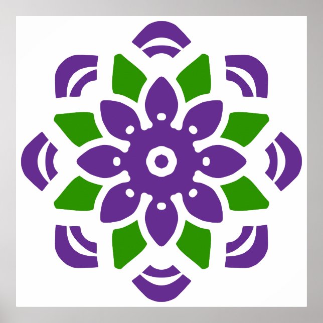 Abstrakt Geo Mandala Blume Poster (Vorne)