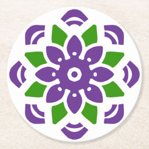 Abstrakt Geo Mandala Blume Runder Pappuntersetzer