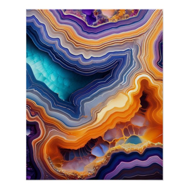 Abstrakt Geode Art - Farbenfrohe Steinschichten Poster (Vorderseite)