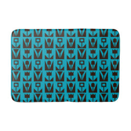 Abstrakt Geometric Blue Floral Badematte