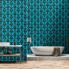 Abstrakt Geometric Blue Floral Wallpaper Tapete