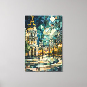 Abstrakt Geometric Madrid Skyline mit Gran Via Leinwanddruck
