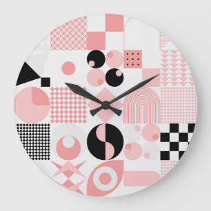 Abstrakt Geometrie: Helle Vintage Formen Große Wanduhr