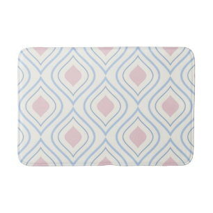 Abstrakt geometrisch, blau, rosa und weiß badematte