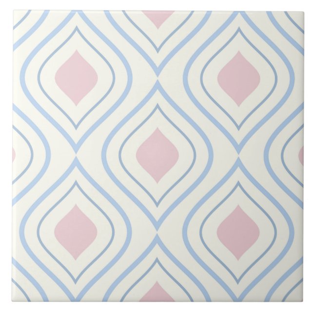 Abstrakt geometrisch, blau, rosa und weiß fliese (Vorderseite)