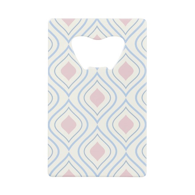 Abstrakt geometrisch, blau, rosa und weiß geldbeutel flaschenöffner (Vorderseite)