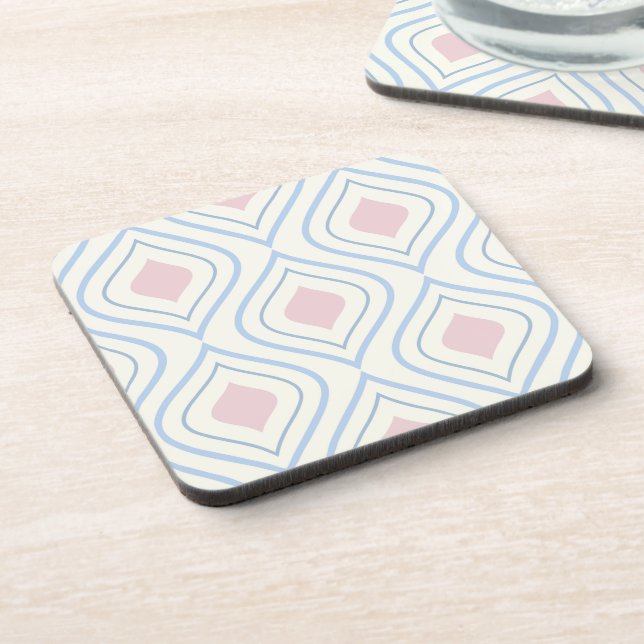 Abstrakt geometrisch, blau, rosa und weiß getränkeuntersetzer (Linke Seite)