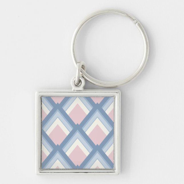Abstrakt geometrisch, blau, rosa und weiß schlüsselanhänger (Vorne)