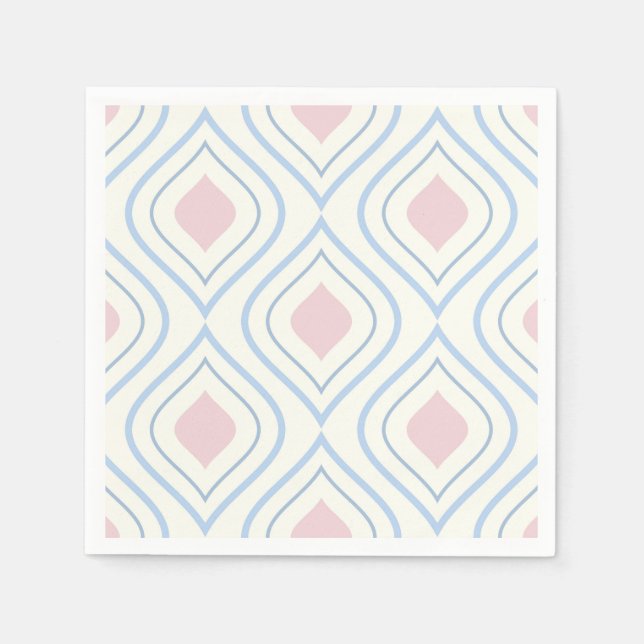 Abstrakt geometrisch, blau, rosa und weiß serviette (Vorderseite)