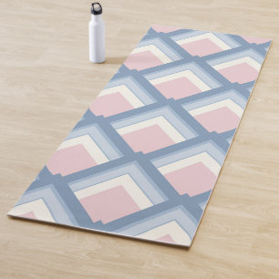 Abstrakt geometrisch, blau, rosa und weiß yogamatte