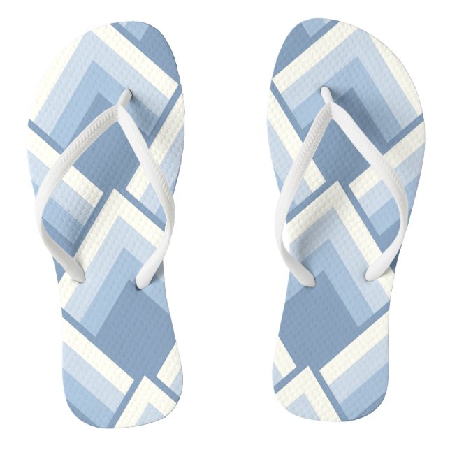 Abstrakt geometrisch, blau und weiß 2 flip flops (Fußbett)