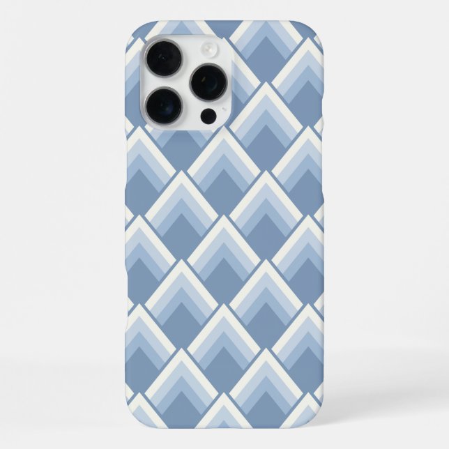 Abstrakt geometrisch, blau und weiß 2 iPhone 16 Pro Max Hülle (Rückseite)