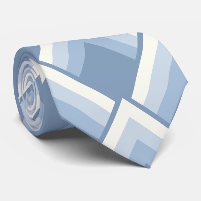 Abstrakt geometrisch, blau und weiß 2 krawatte (Gerollt)