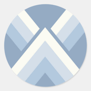 Abstrakt geometrisch, blau und weiß 2 runder aufkleber
