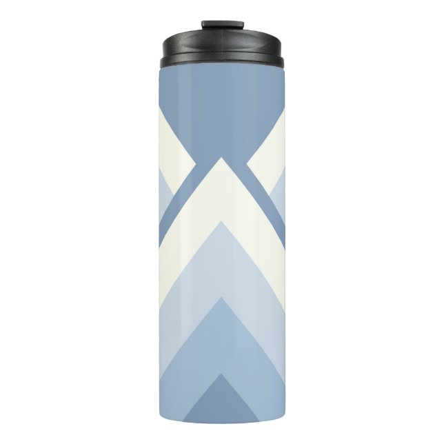 Abstrakt geometrisch, blau und weiß 2 thermosbecher (Vorderseite)