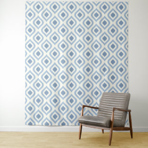 Abstrakt geometrisch, blau und weiß wandteppich