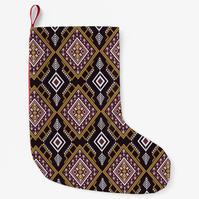 Abstrakt geometrisch, ethnisch, Tapeten-Design. Kleiner Weihnachtsstrumpf (Vorderseite)