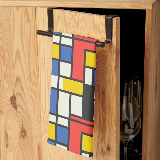 Abstrakt Geometrisch, farbig, mondrian Geschirrtuch (Drittel gefaltet)