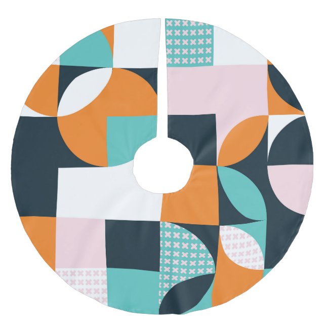 Abstrakt Geometrisch: Farbiger 3D-Effekt. Polyester Weihnachtsbaumdecke (Vorderseite)