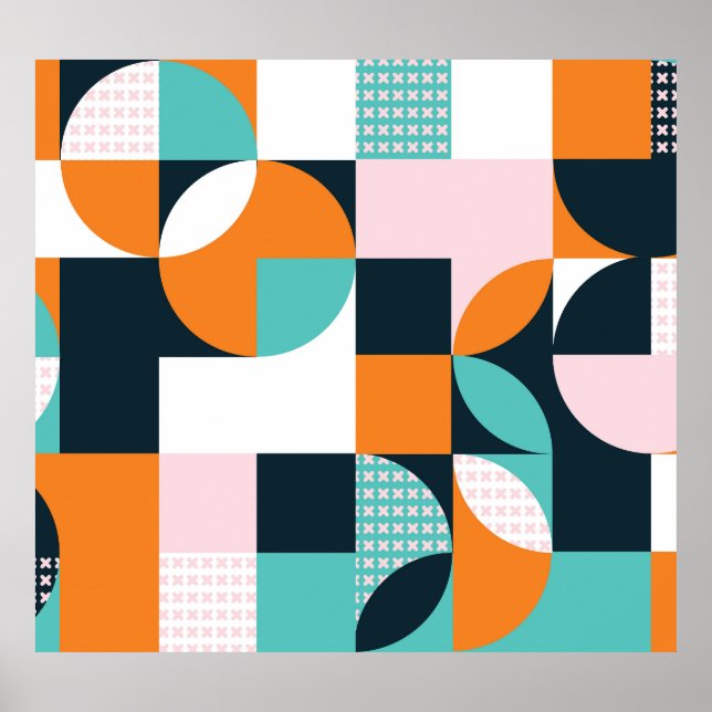 Abstrakt Geometrisch: Farbiger 3D-Effekt. Poster (Vorne)