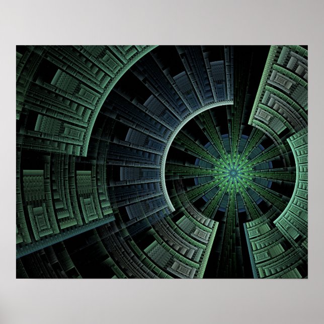 Abstrakt Geometrisch für den kosmischen Pod grün Poster (Vorne)