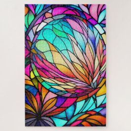 Abstrakt geometrisch gefestigtes Glas mit Aquarell
