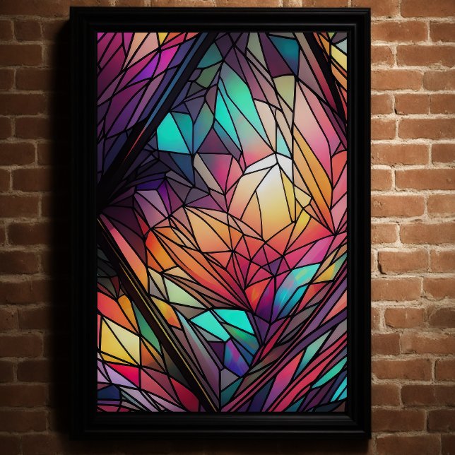 Abstrakt geometrisch gefestigtes Glas mit Aquarell Poster (Von Creator hochgeladen)