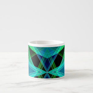 Abstrakt, geometrisch , grün , blau , schwarz espressotasse