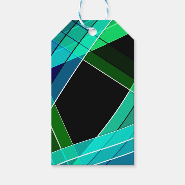 Abstrakt, geometrisch , grün , blau , schwarz geschenkanhänger (Vorderseite)