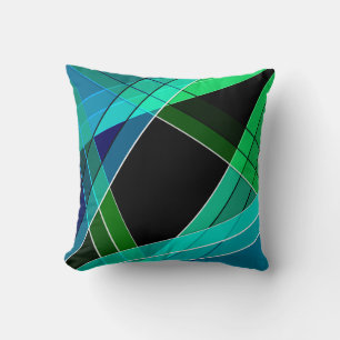 Abstrakt, geometrisch , grün , blau , schwarz kissen
