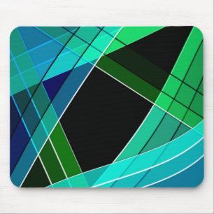 Abstrakt, geometrisch , grün , blau , schwarz mousepad