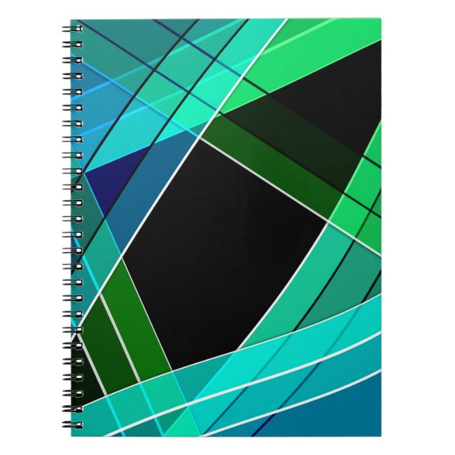 Abstrakt, geometrisch , grün , blau , schwarz notizblock (Vorderseite)