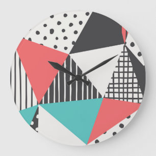 Abstrakt geometrisch: modernes Musterdesign. Große Wanduhr