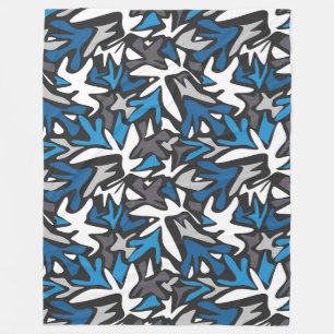 abstrakt, geometrisch, Muster, Schwarz und Blau Fleecedecke