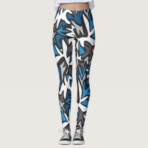 abstrakt, geometrisch, Muster, Schwarz und Blau Leggings