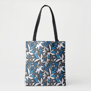 abstrakt, geometrisch, Muster, Schwarz und Blau Tasche