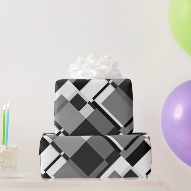 Abstrakt geometrisch, schwarz und weiß, mondrian geschenkpapier (Partygeschenke)