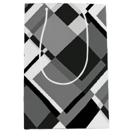 Abstrakt geometrisch, schwarz und weiß, mondrian mittlere geschenktüte